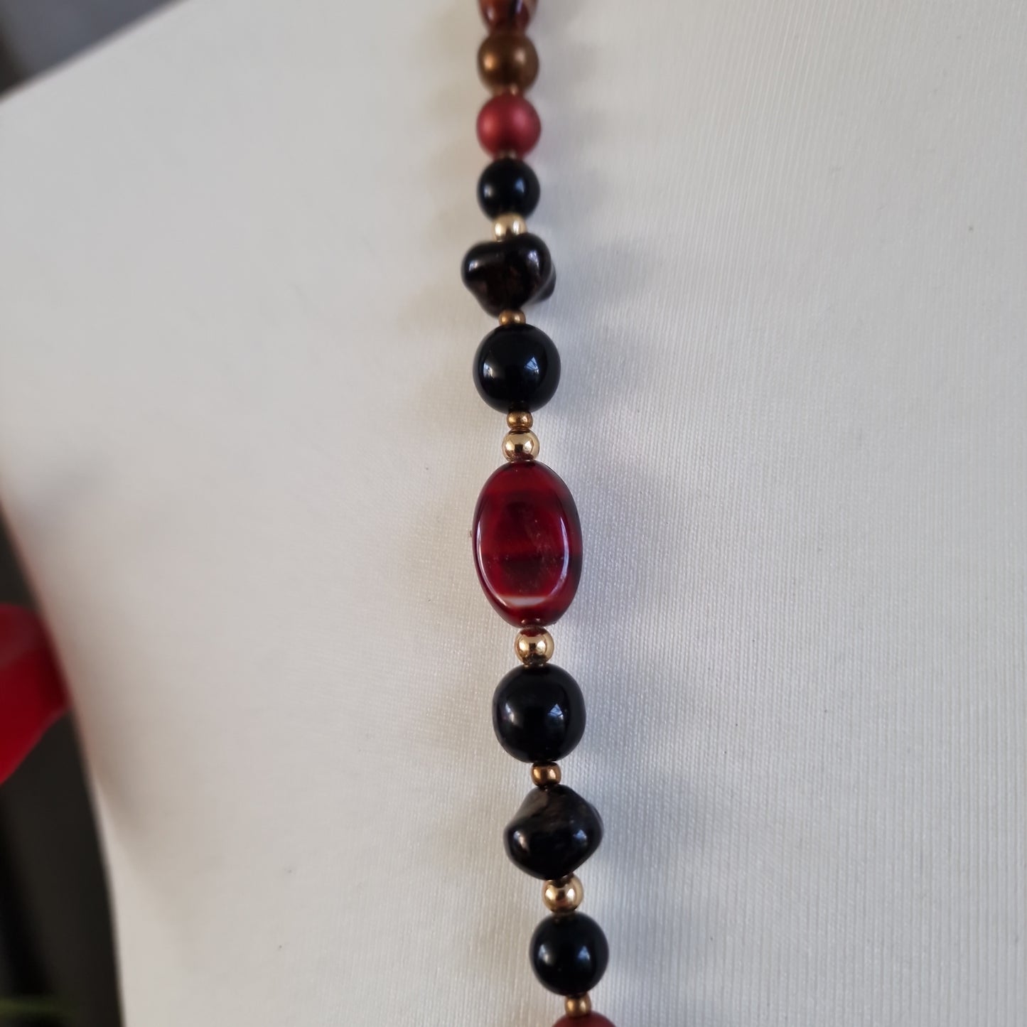 Long glass bead necklace