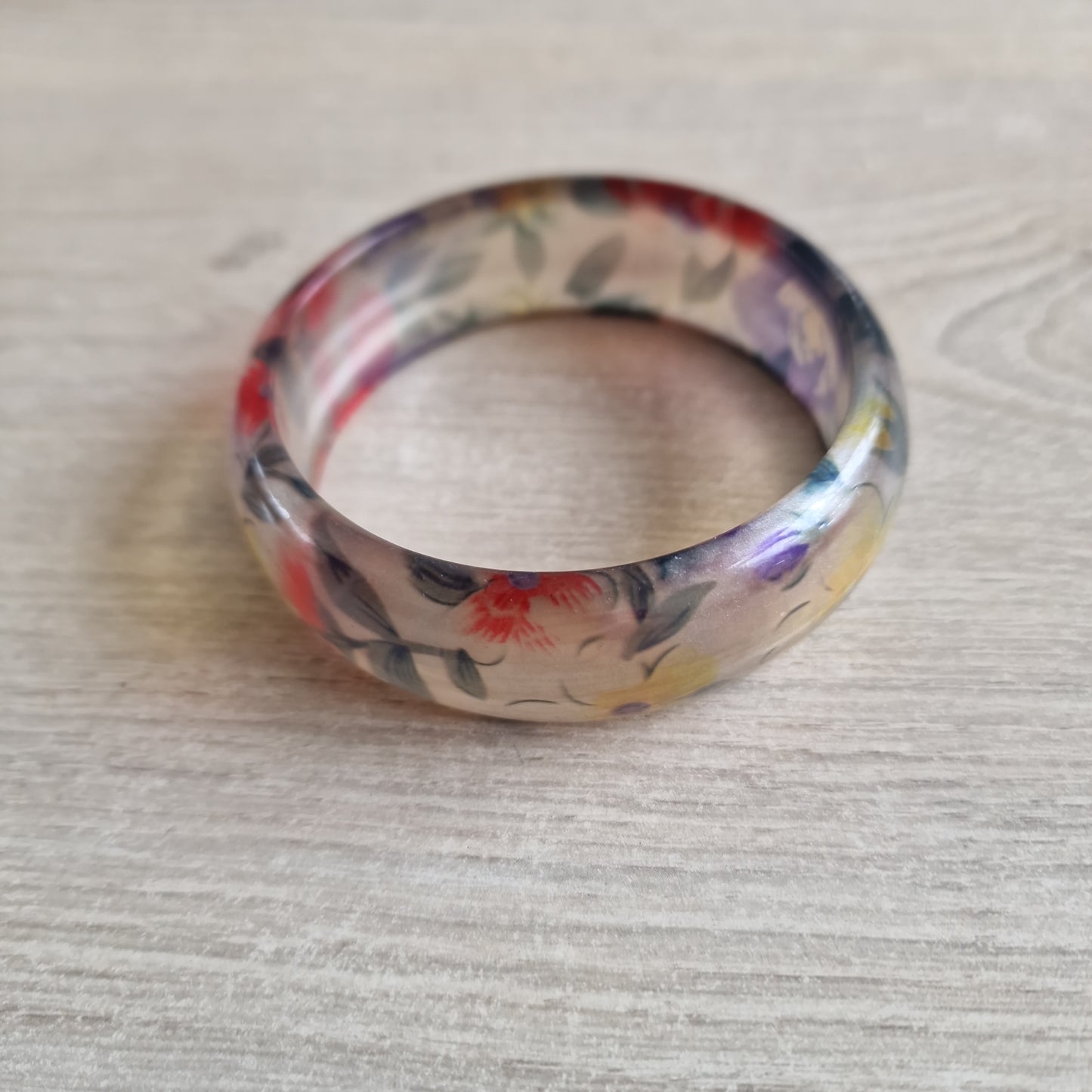 Resin brede bloem armband