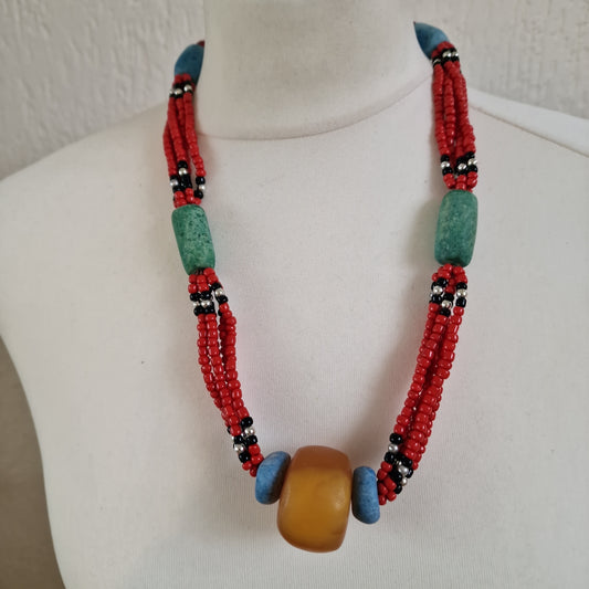 Moroccan multi-color gemstone necklace