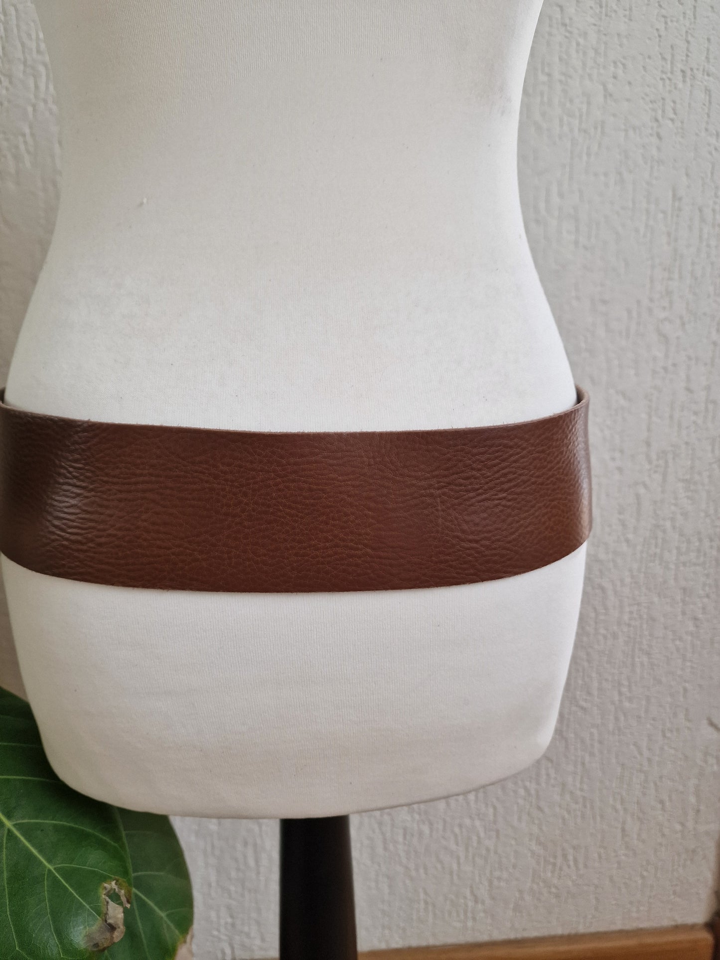 Vintage brede leren soeple riem 44