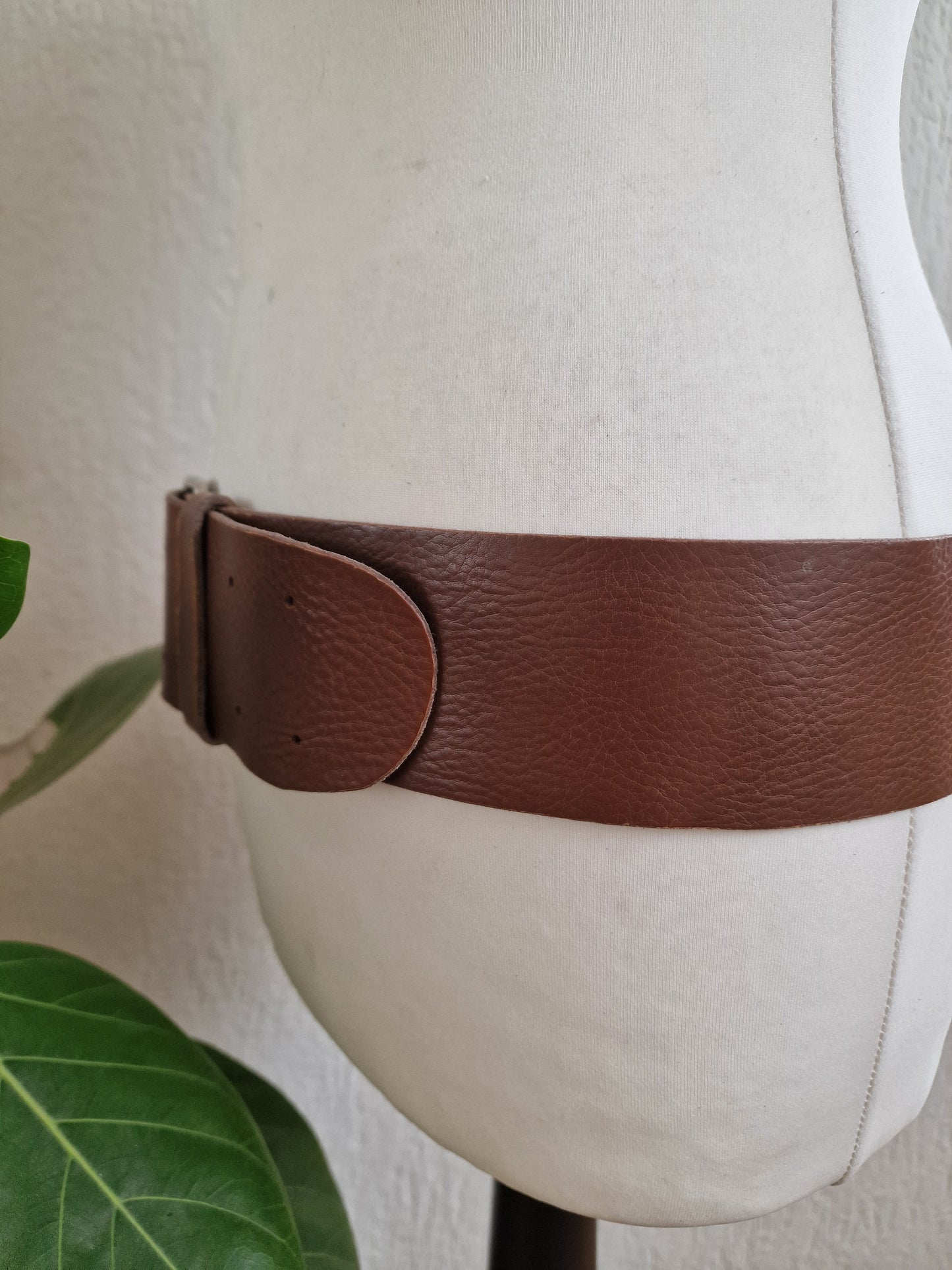 Vintage brede leren soeple riem 44